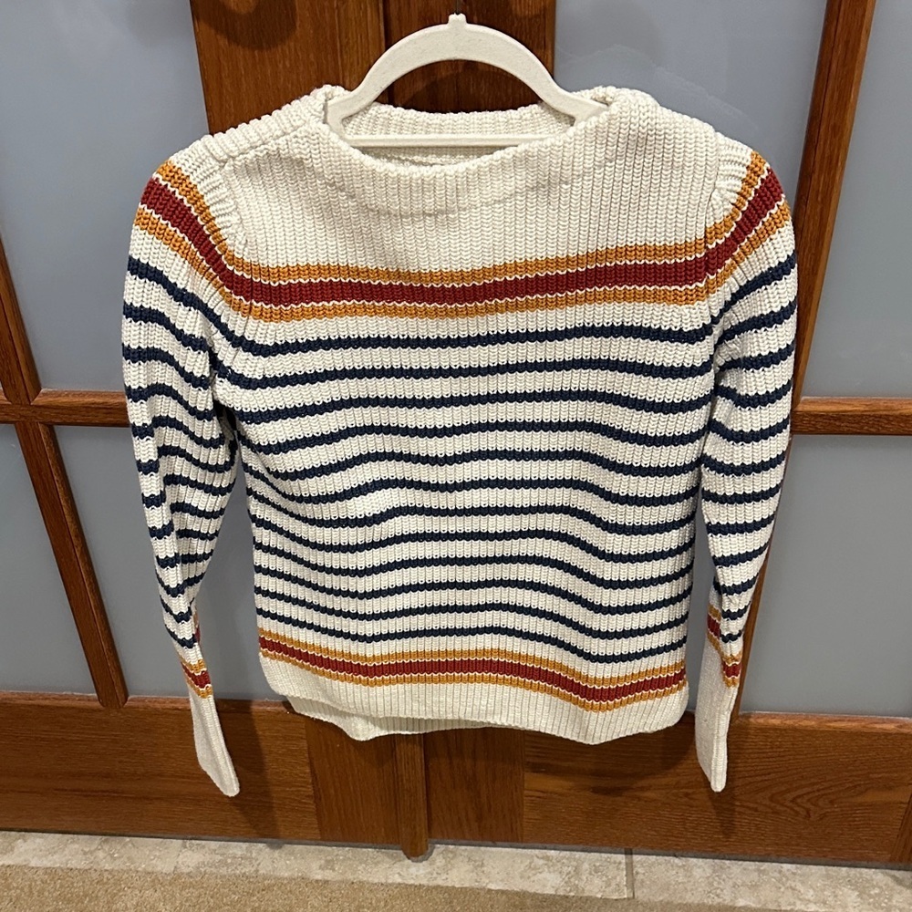 Faherty Cream and Navy Striped Sweater - Picture 3 of 7